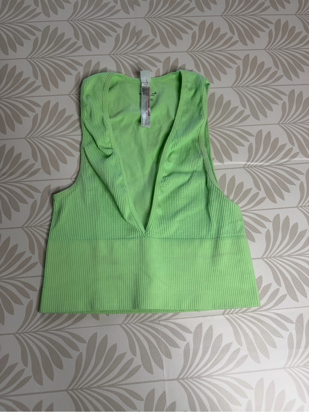 Urban Outfitters Lime Ribbed V-Neck Crop Tank